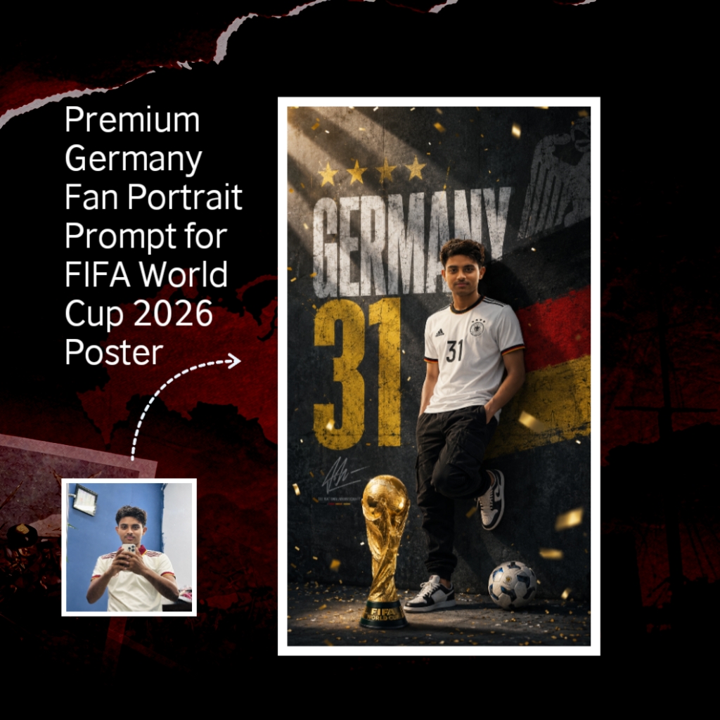 Premium Germany Fan Portrait Prompt for FIFA World Cup 2026 Poster - PLP Ghor AI